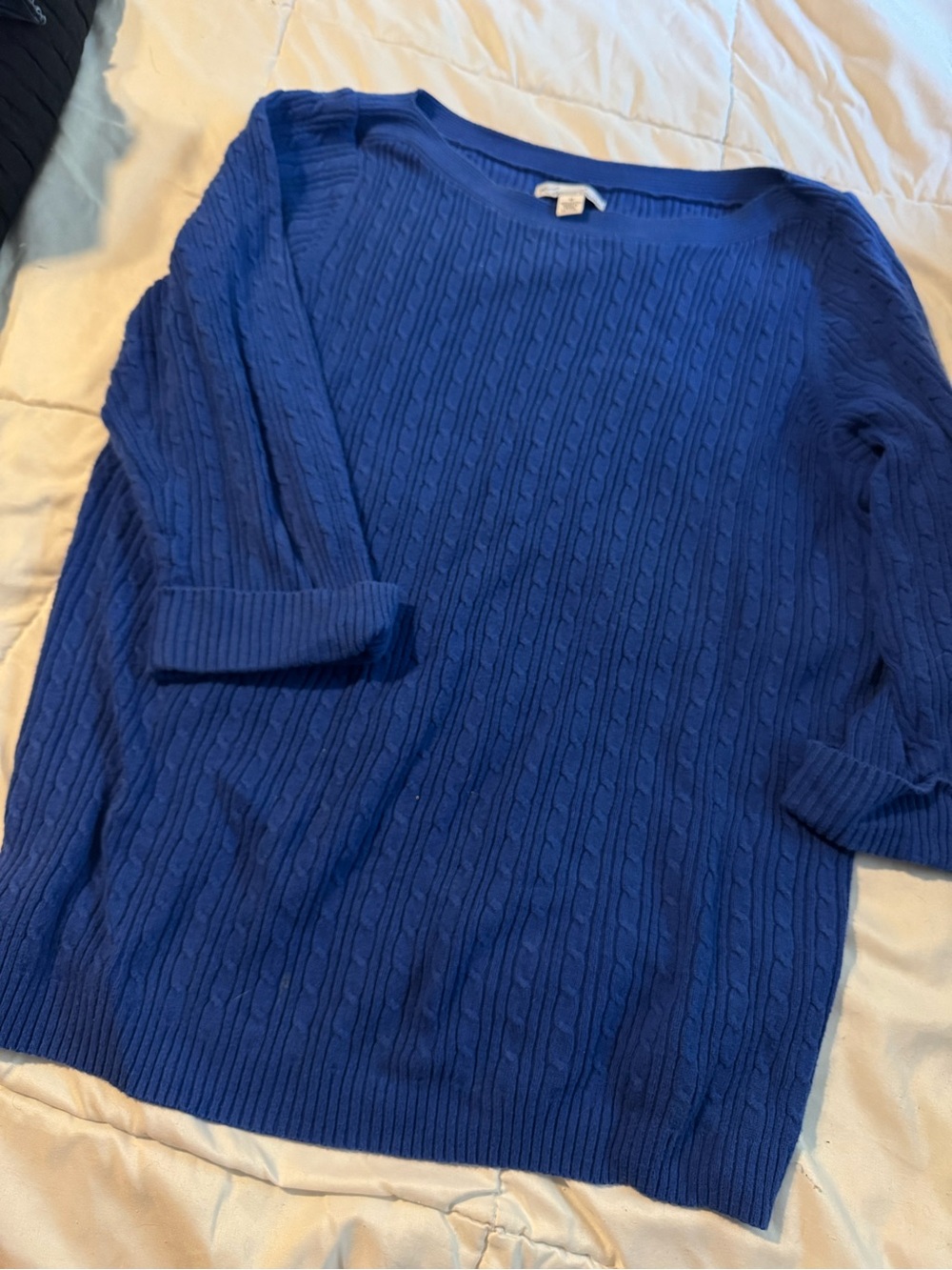 Classic boatneck Cable-Knit Blue Women's Sweater